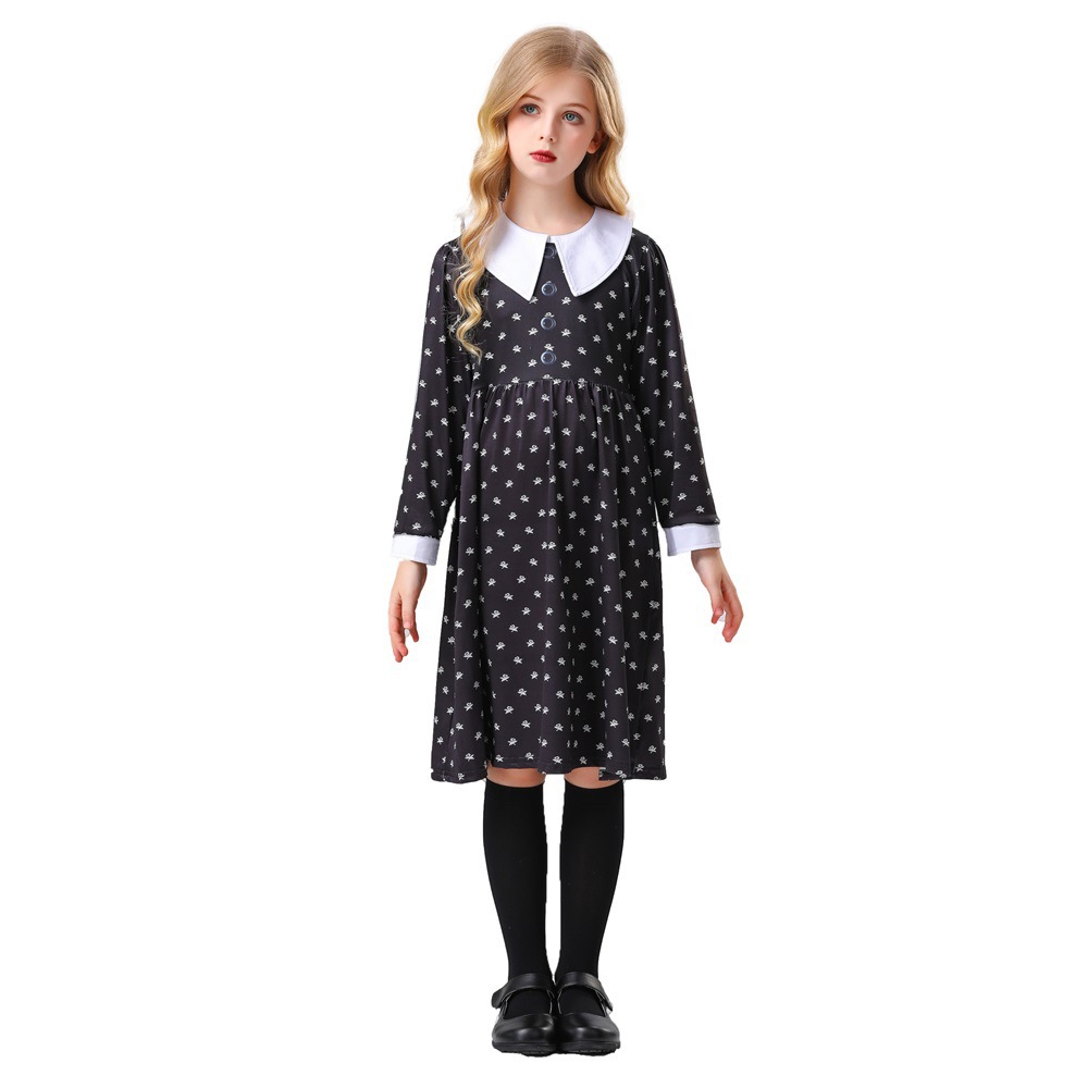 Wedding day girl addams cosplay school uniform gothic clothing dress for kids